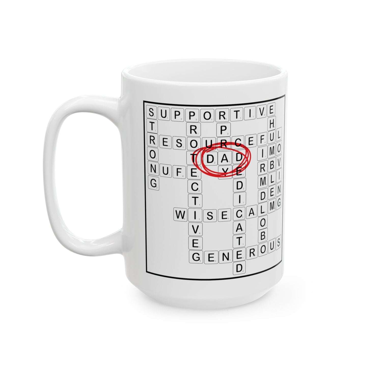 FUN DAD Scrabble | Ceramic White Mug, (11oz or 15oz)