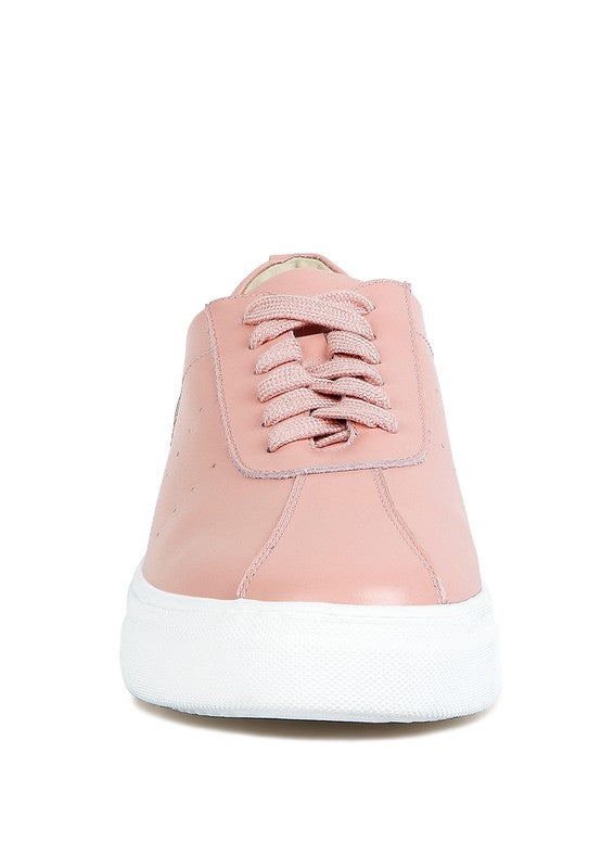 MAGULL Solid Lace Up Leather Sneakers