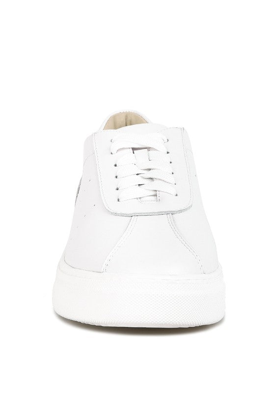 MAGULL Solid Lace Up Leather Sneakers