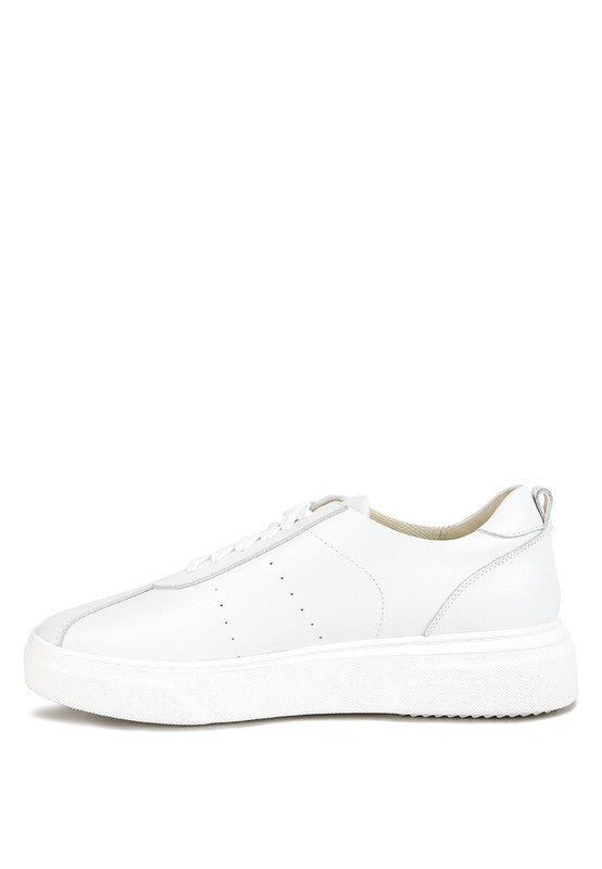 MAGULL Solid Lace Up Leather Sneakers