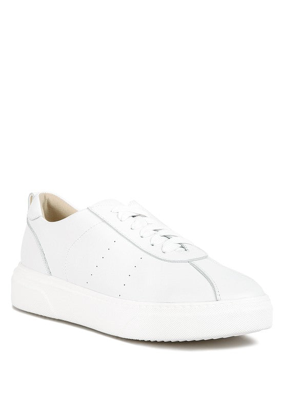 MAGULL Solid Lace Up Leather Sneakers