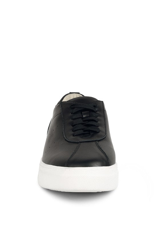 MAGULL Solid Lace Up Leather Sneakers